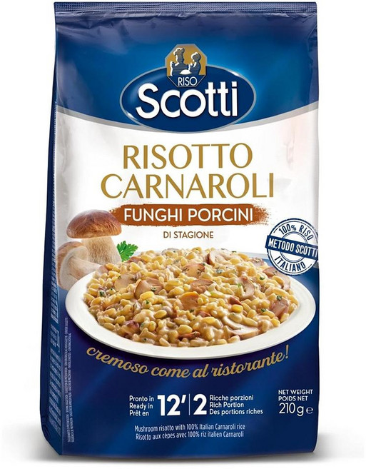 SCOTTI 리조또 쌀 카르나롤리 라이스 210g 4팩 Riso Scotti - Seasonal Porcini Risotto - Gluten Free Car, 4개
