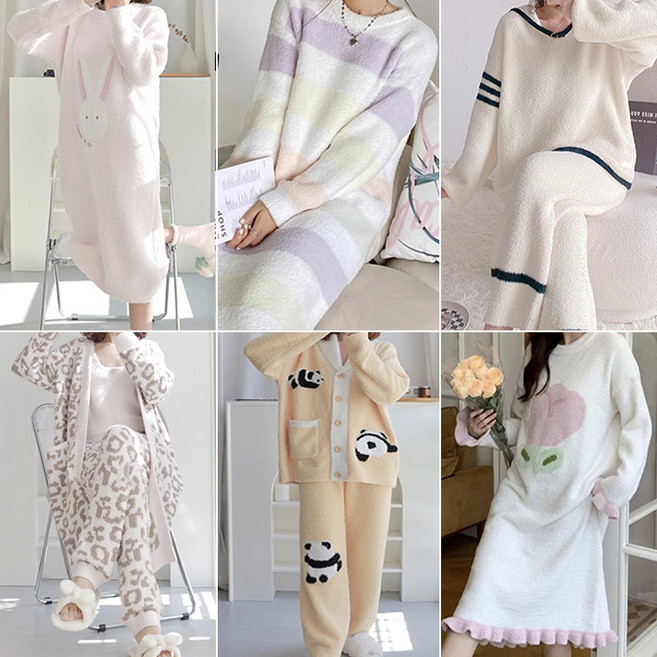 여자 예쁜 겨울 수면 원피스 잠옷 파자마 고급 젤라또 라운지웨어