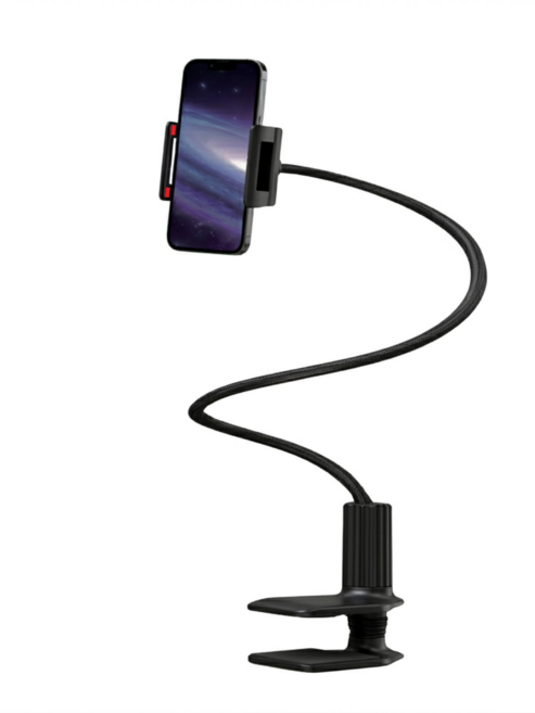 두손프리 휴대폰 태블릿 침대 자바라 거치대, 1개, 블랙