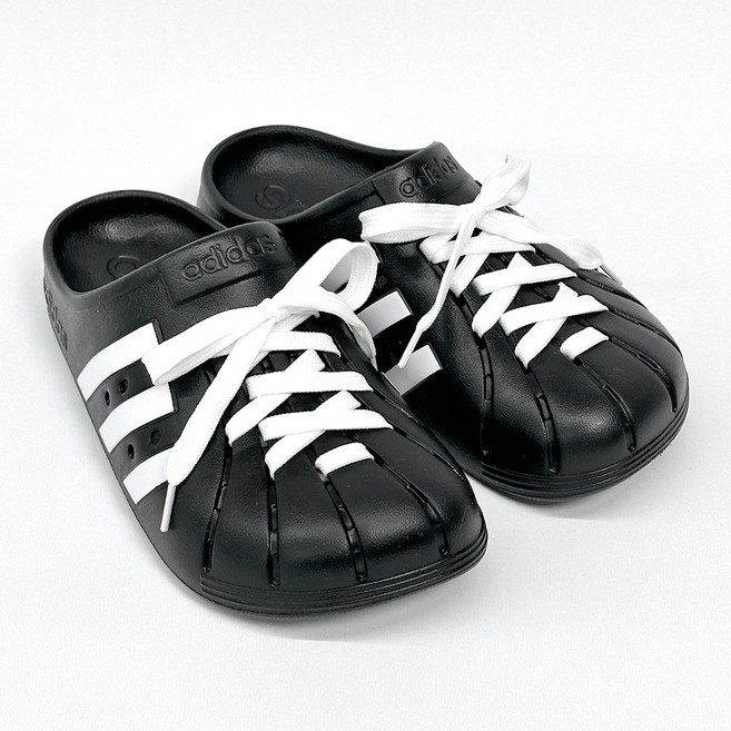 아디다스 슬립온 클로그 슬리퍼 슬라이드 실내화 BLK 신발끈장착