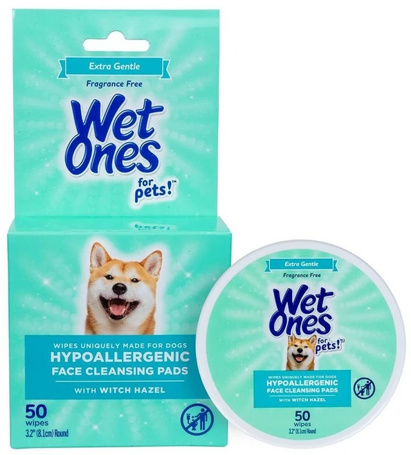 Wet Ones for Pets 저자극성 페이스 클렌징 패드 강아지용 무향 - 소형 일회용 원형 강아지 얼굴 클리닝 물티슈 매우 부드러움 50개 104653, 50 Count - 쿠팡