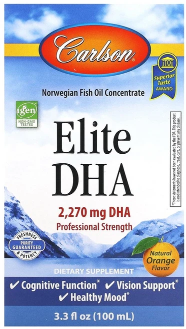 Carlson 엘리트 DHA 천연 오렌지 2270mg 100ml(3.3fl oz), Carlson엘리트DHA천연오렌지2270mg100ml3, 100ml, 1개 - 쿠팡