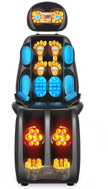 多功能溫熱按摩 力度可調節 舒適透氣 隨時隨地享受, 咖色, 按摩靠垫腰背部坐垫帶脚款