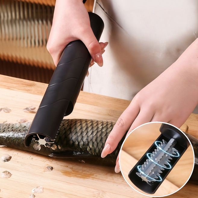 Mochae 전동 생선비늘 제거기 무선 충전식 방수 스테인리스 칼날 강력한 업소용 낚시 캠핑 3000mAh, 1개, 블랙