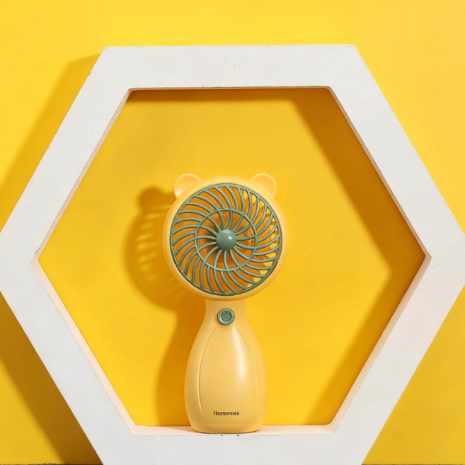 미니선풍기 날개없는 휴대용선풍기 저소음 손풍기 고양이 새끼HJFS006, 옐로우- Yellow