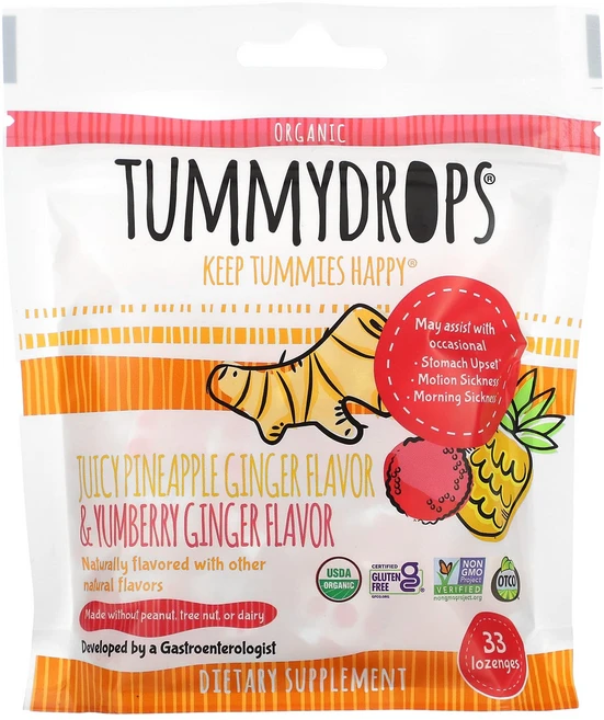 Tummydrops 유기농 쥬시 파인애플 생강 & Yumberry 생강 사탕 정제 33정, Tummydrops유기농쥬시파인애플생강Yumberry생, 1개 - 쿠팡
