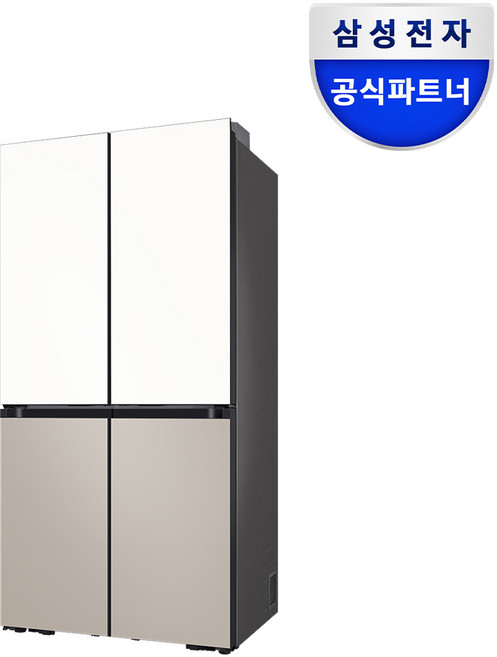 삼성전자 비스포크 키친핏 냉장고 4도어 1등급 RM70F64R1ZG 상칸화이트 하칸베이지