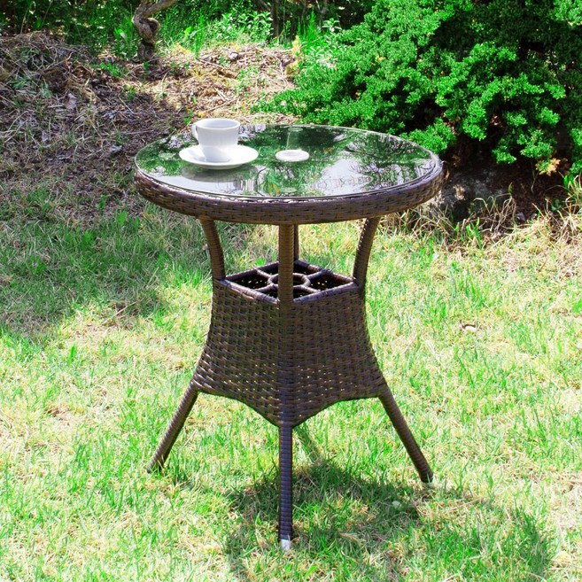 메이드 600 원형 야외 테이블 테라스 정원 라탄, 초코