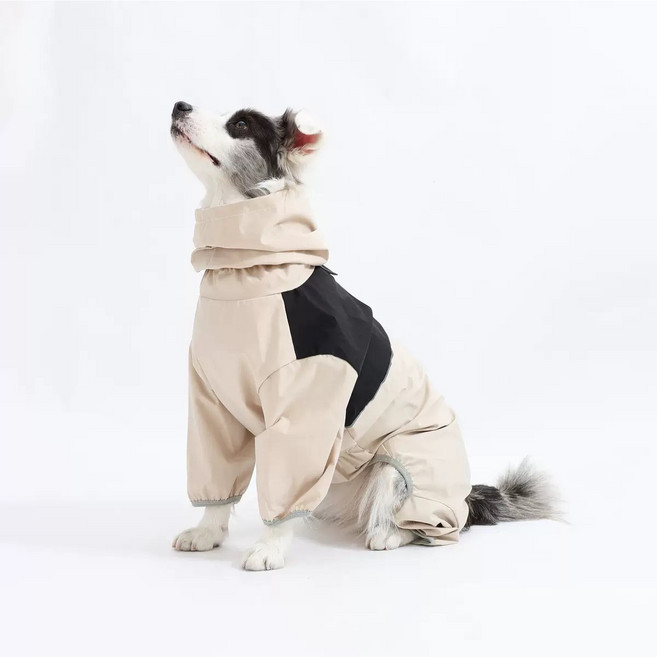 [노아르] 대형견 전신 우비 강아지 방수 우비 반려견 비옷 산책 방수 레인코트 대형견 우비, 1개, 베이지