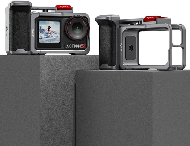 FLYMILE DJI 오스모 액션 3/4/5 프로 전용 스트리트 스냅 핸들 세트 콜드슈 확장 모듈형 알루미늄 핸드그립 충격방지 미끄럼방지 촬영 액세서리 풀세트, 1개, action 세트