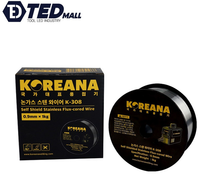 [TED MALL 무료배송] 코리아나 논가스 스텐 와이어 용접봉 용접기용 0.9x1KG, K-308, 1개