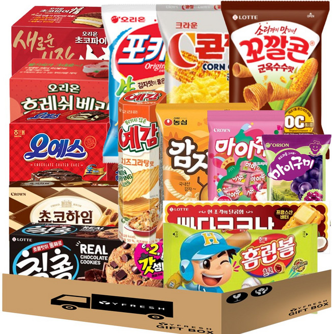 미니 파이 스낵 젤리 골고루 담은 브랜드 간식세트, 1세트, 14종 과자모음