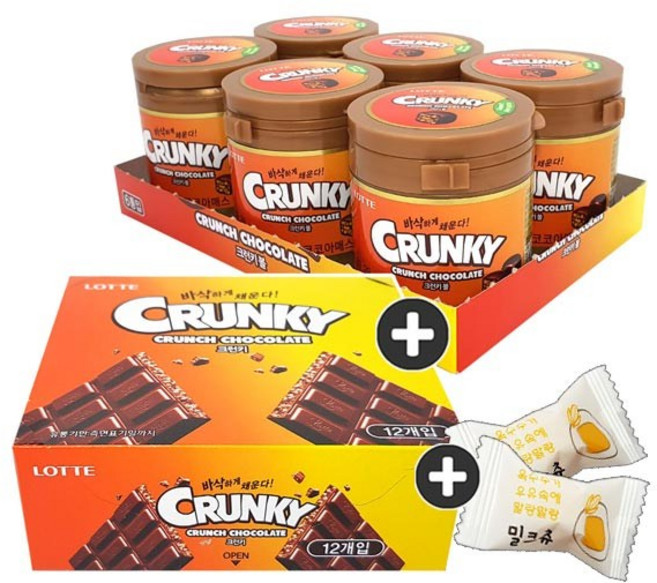 주전부리몰 롯데제과 크런키볼(6통) 1각 +크런키초코(12입) 1각(+밀크츄 2개), 1세트