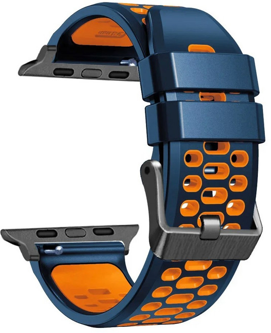 워치 울트라 2 용 스포츠 실리콘 스트랩 49mm 팔찌 손목 밴드 워치 시리즈 9 8 7 SE 6 45mm 44mm 42mm 액세, Midnight Blue Orange 1, 42mm 44mm 45mm 49mm, 10)Midnight Blue Orange