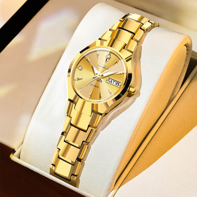 OLEVS 여성손목시계 정품쿼츠 럭셔리 명품 워터프루프 야광 일력 메탈시계