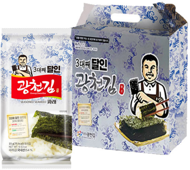 광천김 달인 10호 파래 식탁김, 15g, 12개
