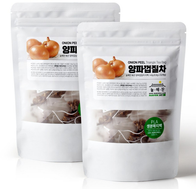 늘해찬 볶은 국산 양파껍질차 티백 전통차 허브차 삼각티백 대용량, 2개, 50개입, 0.8g, 800mg