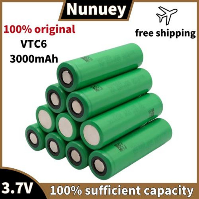 일본산 18650 3000mAh 20A 방전 INR18650-VTC6 3.7V 18650 배터리 3.7V 충전식 배터리 신제품, 2개