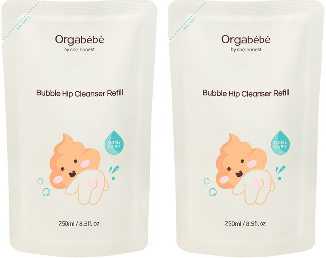 오가베베 버블 아기 엉덩이 클렌저 리필 힙 똥버블 청결제, 2개, 250ml
