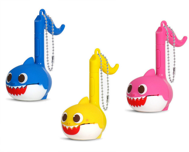 오타마톤 멜로디 아기상어 엄마상어 아빠상어 상어가족 미니 음표 악기 장난감 오토마톤, 핑크, 1개