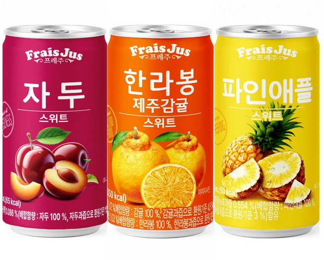 일화 프레주 3종캔음료 (자두+한라봉제주감귤+파인애플) 스위트, 90개, 175ml