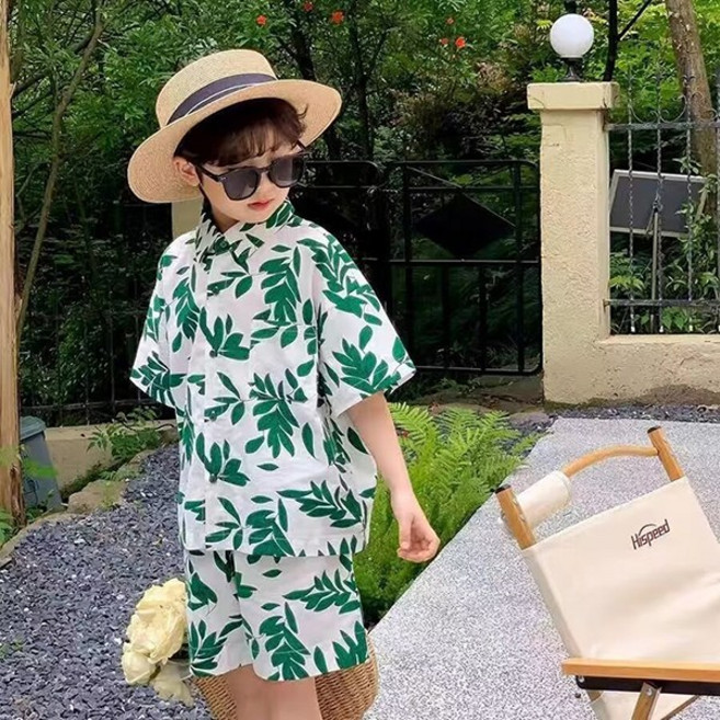 UPPERCUT 아동 여름 상하복세트 동남아 휴양지 바캉스 하와이안 셔츠세트 주니어 반팔상하세트 초등학생 여름옷