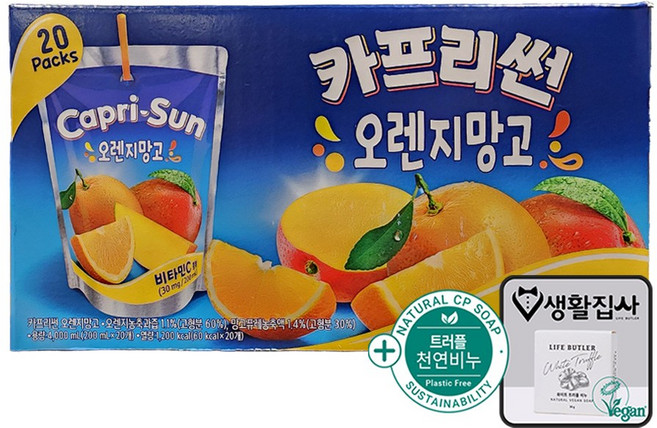 카프리썬 오렌지망고쥬스 + 트러플 천연비누 코스트코, 1개, 4L