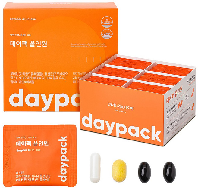 데이팩 올인원 멀티팩 유산균+오메가+루테인+멀티비타민+미네랄, 30회분, 1개