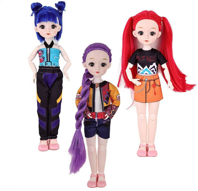 케이팝 데몬 헌터스 구체관절인형 3D 입체 눈 디자인 15관절 움직 가능 인형 자체 테마곡 내장989430-293140, 1세트, 헌트릭스, 30cm