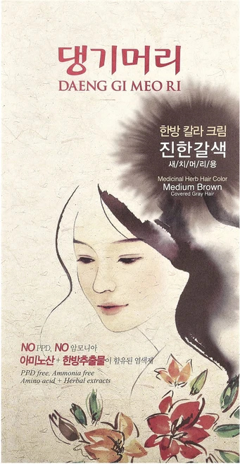 DAENG GI MEO RI 한방 헤어 컬러 미디엄 브라운 키트 1개, DAENGGIMEORI한방헤어컬러미디엄브라운키트1개 - 쿠팡