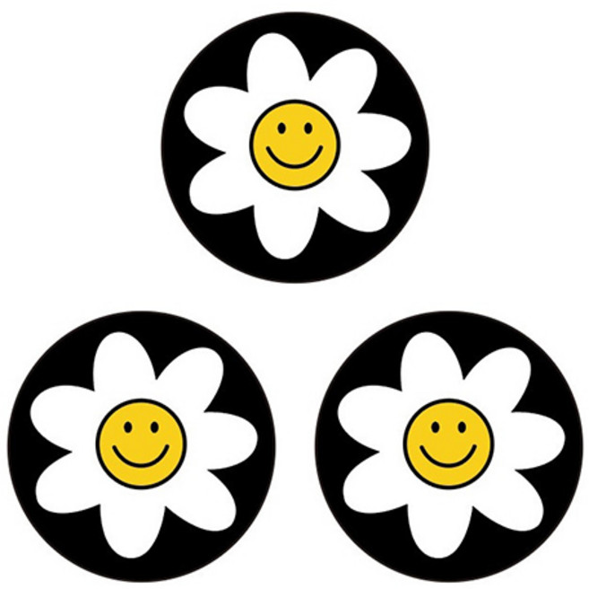 인덕션 보호매트 3개 X 1세트, 1개, 스마일 데이지 블랙