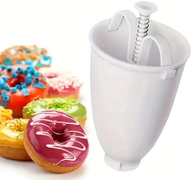 핫 도넛 메이커 도넛 몰드 간편 빠른 수동 와플 디스펜서 도넛 기계 아랍 와플 플라스틱 경량 딥 프라이, 01 White