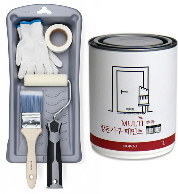 노루 수성 페인트 화이트 방문가구용1L+셀프 페인팅 세트100, 1개