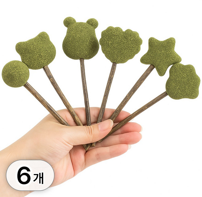 6개 세트 고양이 캣닢 캐릭터 모양 캣닢볼 캣잎 사탕 캣닙 간식 장난감, 녹색, 1세트