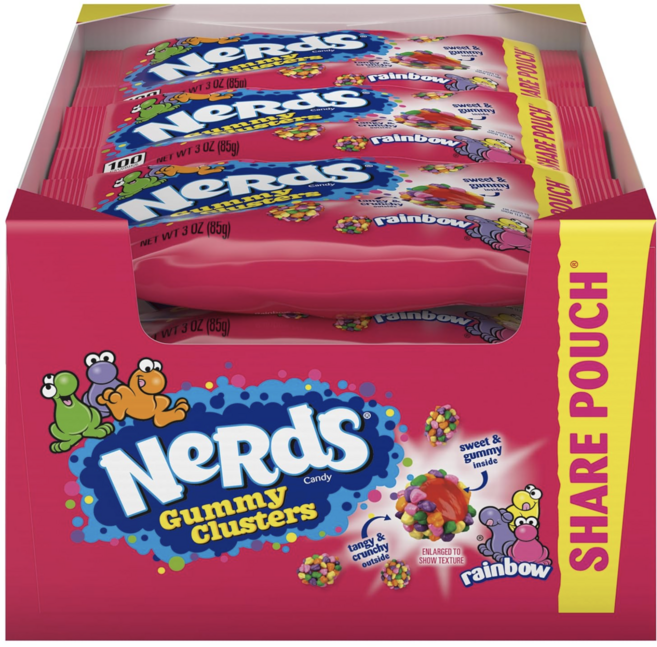 너드 구미 클러스터 레인보우 츄이캔디 3oz(85g) 12팩입 Nerds Gummy Clusters Chewy rainbow Candy 3oz/85g 12 packages, 1.02kg, 1박스
