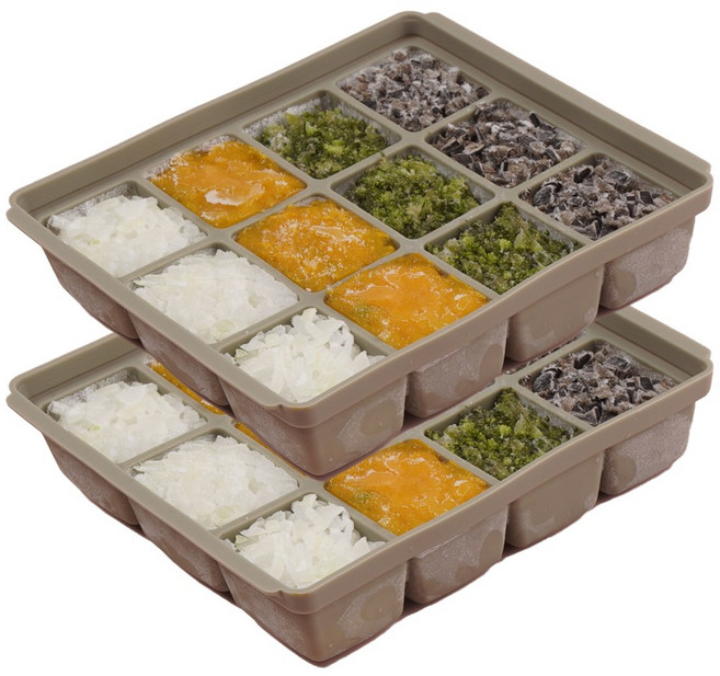 비비또 초기 중기 아기 이유식 아이스큐브 이유식큐브, 12구 올리브그레이, 2개