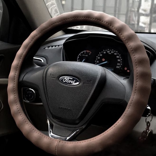 자동차 핸들커버 차량용 원형 웨이브 원형 웨이브 사계절, 초코렛