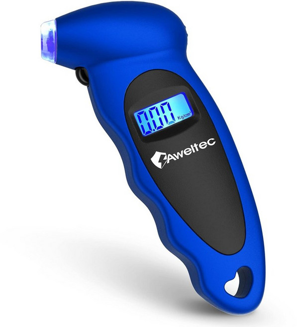 디지털 타이어 압력 게이지 백라이트 LCD 및 미끄럼 방지 그립이 있는 정확한 에어 타이어 게이지 최대 150 PSI 자동차 트럭 오토바이 자전거용 4대 설정 블랙, 1 Pack, Blue(1PK)