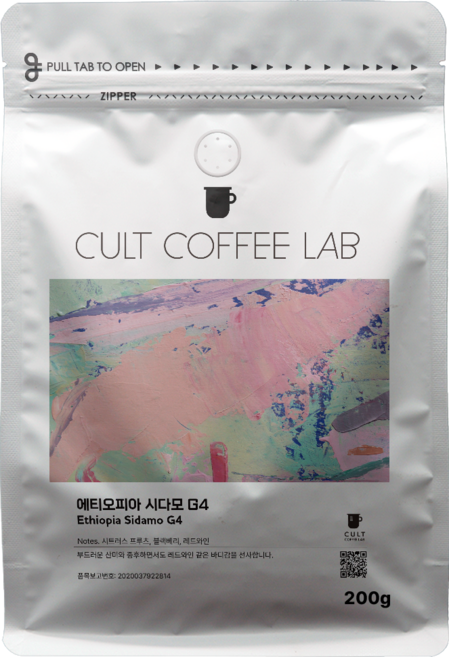 컬트커피랩 에티오피아 시다모 G4 싱글오리진 원두커피, 1개, 200g, 홀빈(분쇄안함)