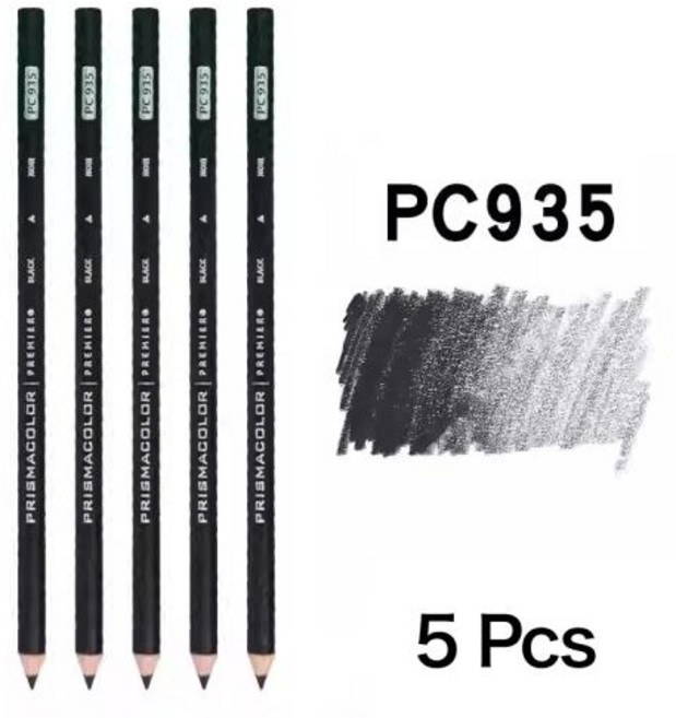 프리즈마색연필 PRISMACOLOR 프리미어 소프트 코어 컬러 연필 전문 블랙 PC935 PC938 드로잉 5 개, 3)PC-935-5Pcs