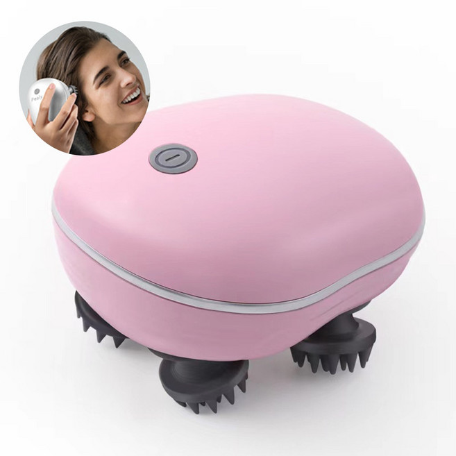 전동 두피 마사지기 3단계 강도 조절 방수 건습양용 저소음 머리 안마기 두피 케어 전신사용, 금색