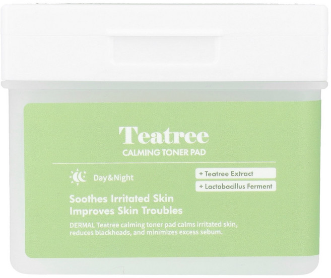 Dermal Tea트리 카밍 토너 패드 거즈 패드 120매 Dermal (더멀), Dermal, Tea트리 카밍 토너 패드, 거즈 패드, 1개