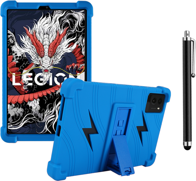 레노버 리전 Y700 3세대 하우징 범퍼 거치대 케이스 + 터치펜, 블루