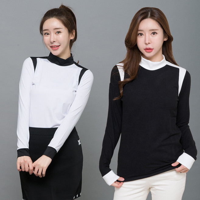 아시안케어 빅사이즈 여성 골프티셔츠 배색포인트 이너티