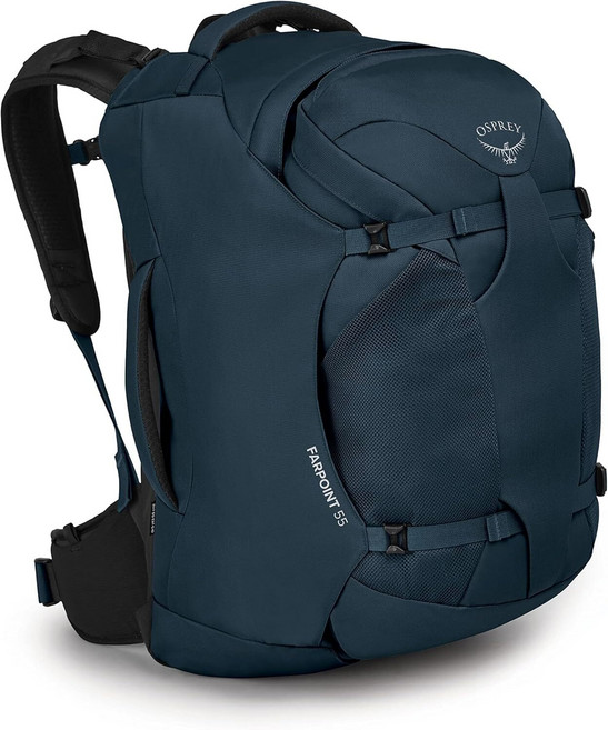 Osprey 파포인트 40L 남성용 여행 배낭 블랙, 55L, 무채색 스페이스 블루