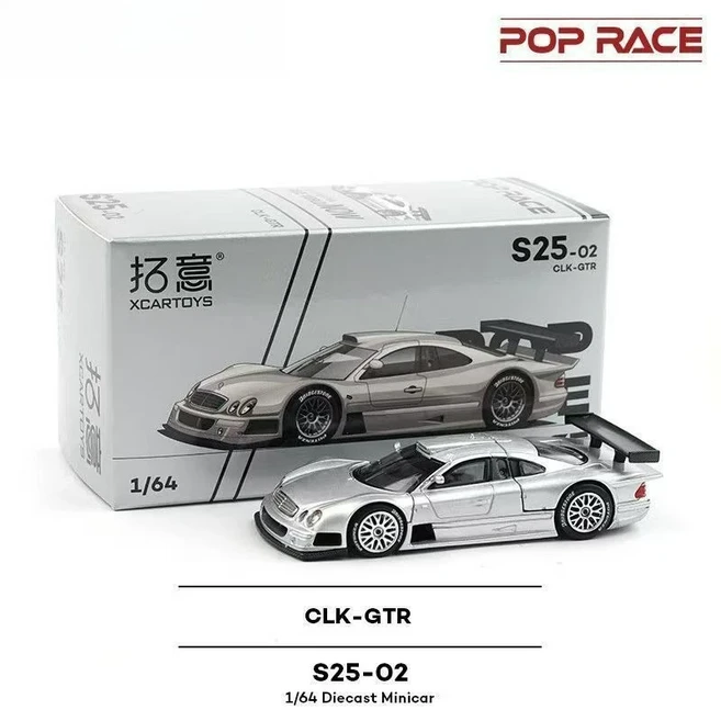 POPRACE 다이캐스트 1/64 스케일 메르세데스-벤츠 합금 자동차 모델 CLK GTR1997 놀이 차량 소년용 장난감, 01 GTR1997