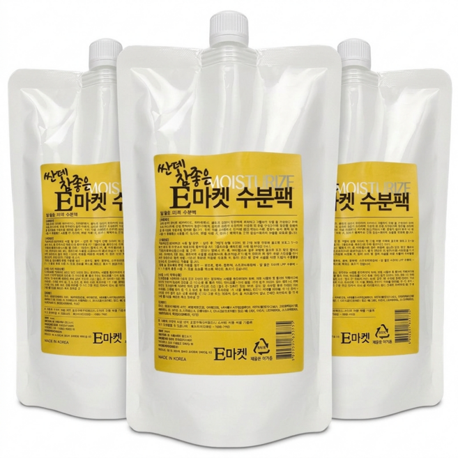 싼데참좋은 E마켓 수분팩 대용량 미용실 헤어팩 트리트먼트 손상모발 수분공급, 3개, 500ml