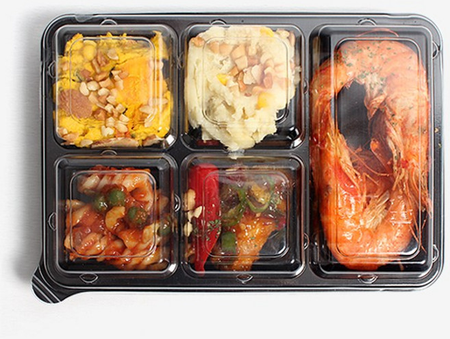 더팩컴퍼니 직사각 5칸 반찬용기 배달용기, 600개, 1세트