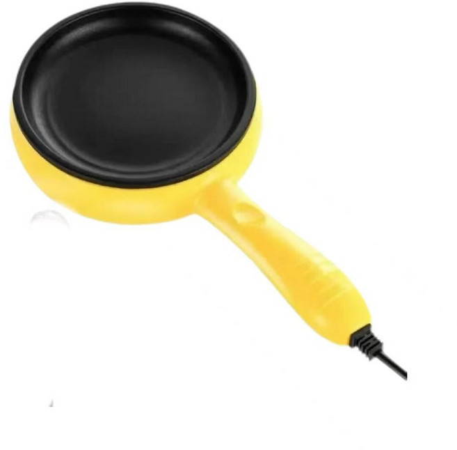 일본 미니 전기 후라이팬 가정용 자취 찜기 휴대용, 소프라이팬 노란색