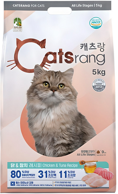 캐츠랑 전연령 고양이 건식사료, 닭+참치, 5kg, 1개